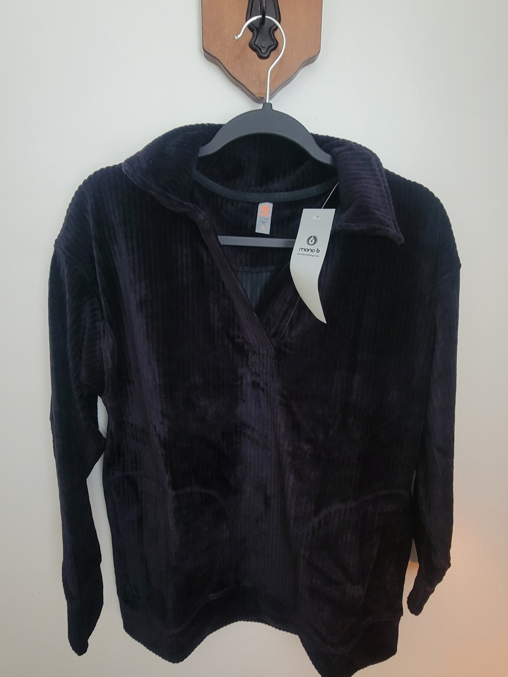 Mono B Women's Plush Corduroy Jacket in Black Size S
